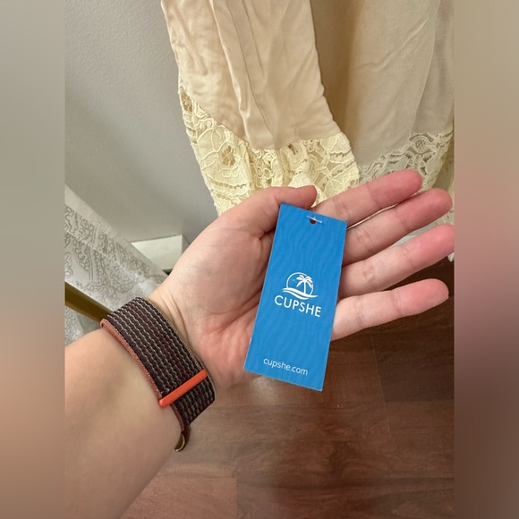 NWT Beige Beach Coverup Dress with Tassels and Crochet Details - Picture 6 of 6